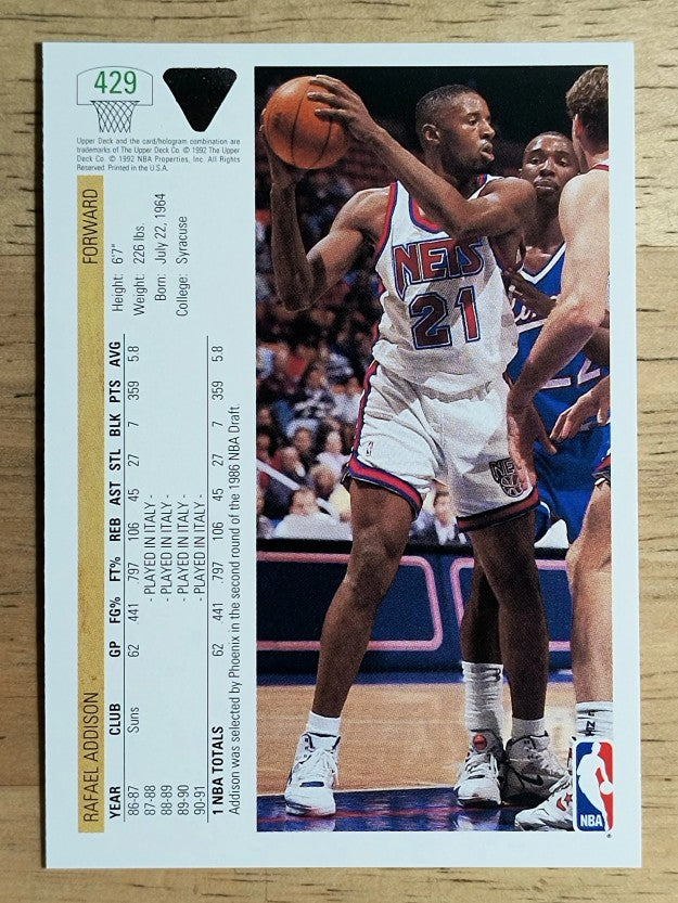 1991-92 Upper Deck #429 Rafael Addison RC