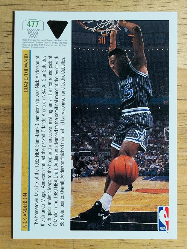 1991-92 Upper Deck #477 Nick Anderson SD