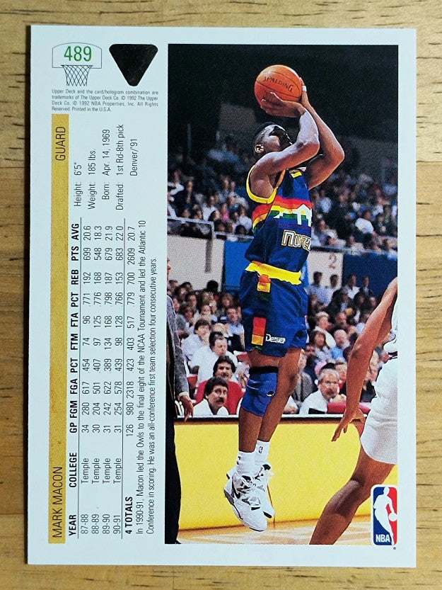 1991-92 Upper Deck #489 Mark Macon RC