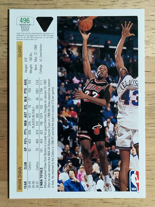 1991-92 Upper Deck #496 Brian Shaw