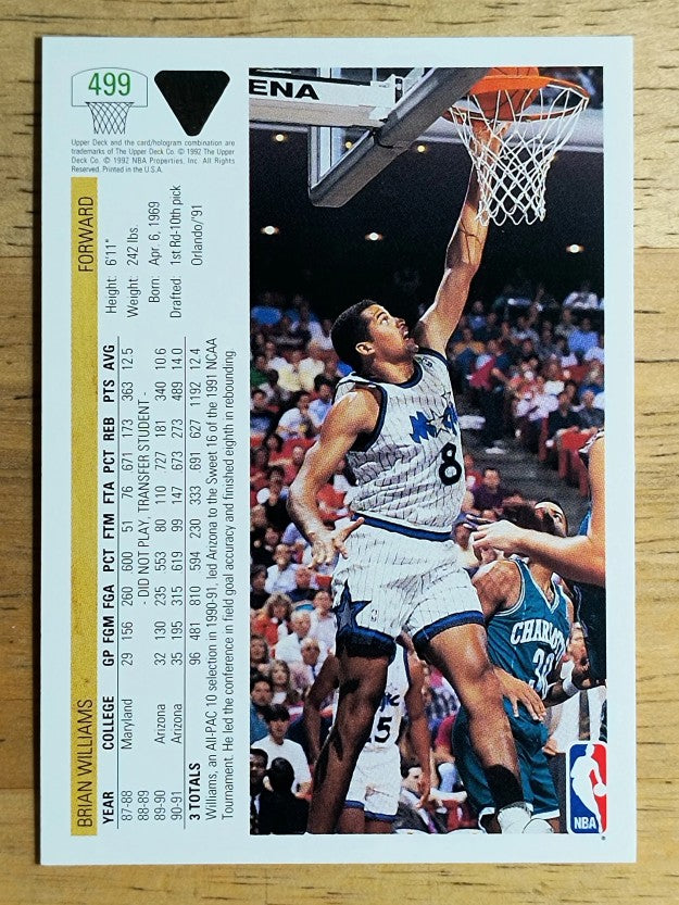 1991-92 Upper Deck #499 Brian Williams RC