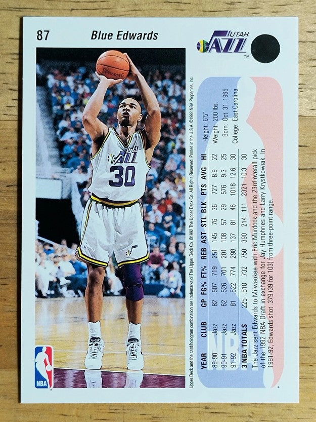 1992-93 Upper Deck #87 Blue Edwards