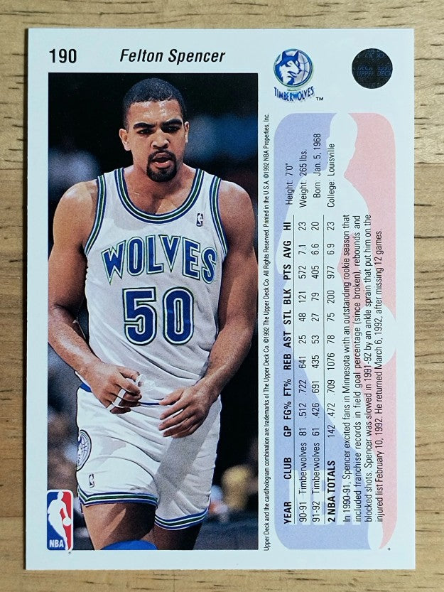 1992-93 Upper Deck #190 Felton Spencer