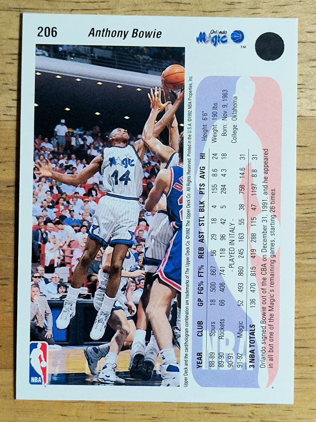 1992-93 Upper Deck #206 Anthony Bowie