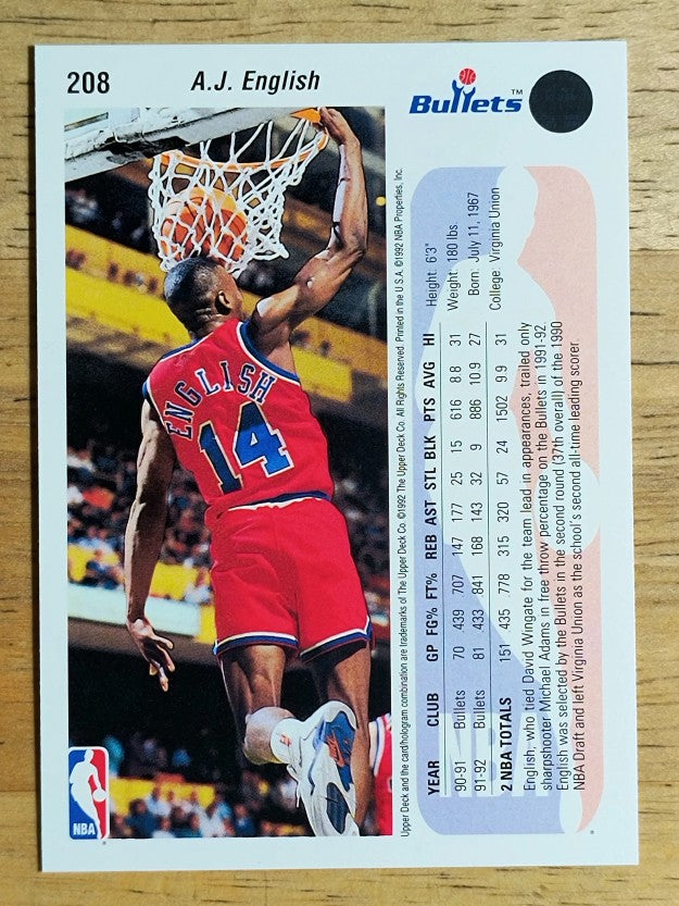 1992-93 Upper Deck #208 A.J. English