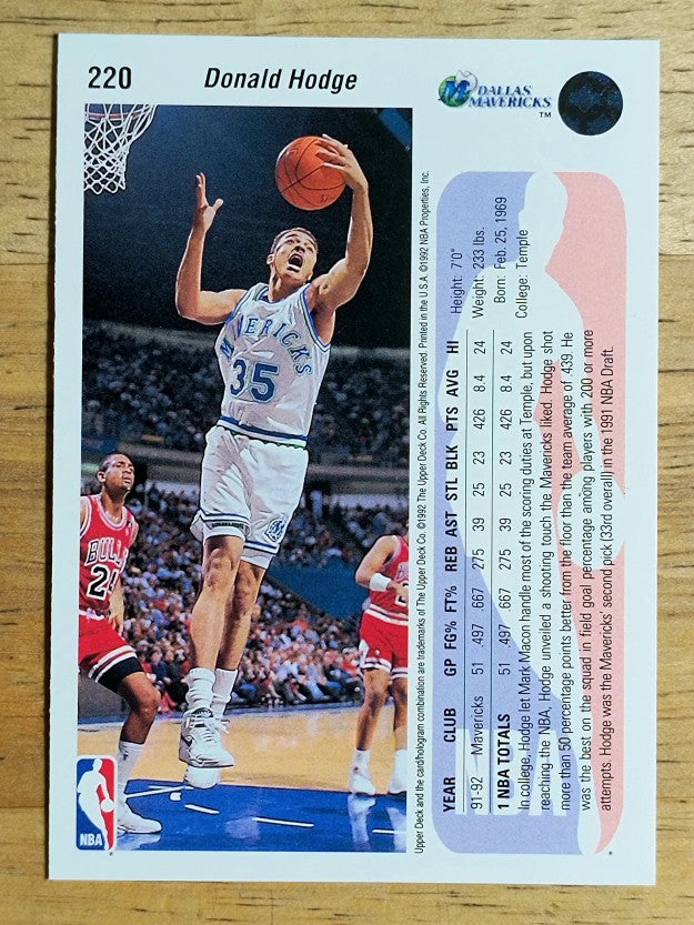1992-93 Upper Deck #220 Donald Hodge