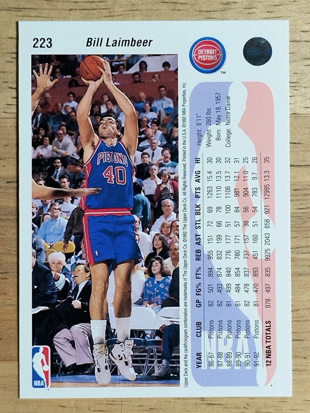 1992-93 Upper Deck #223 Bill Laimbeer