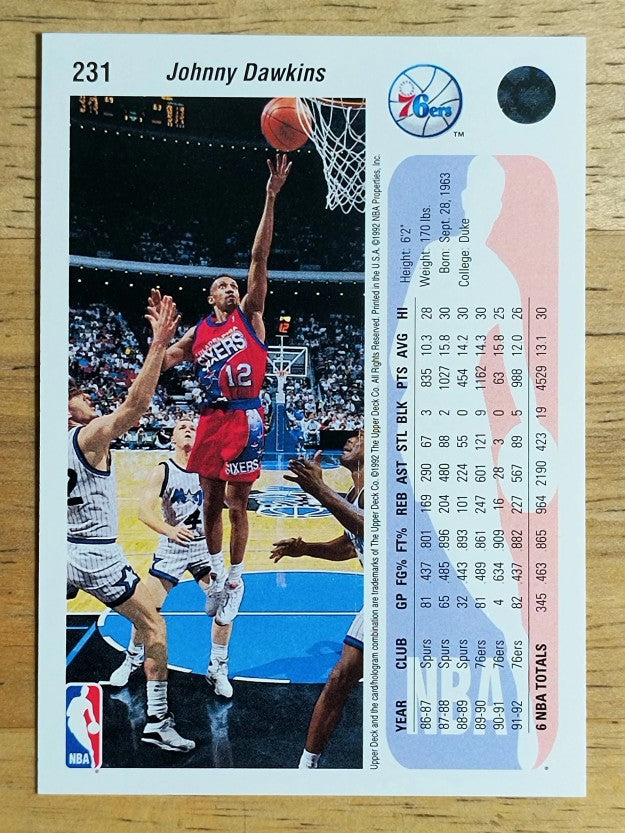 1992-93 Upper Deck #231 Johnny Dawkins