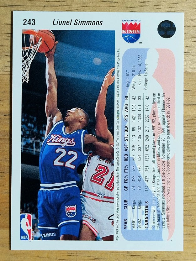 1992-93 Upper Deck #243 Lionel Simmons