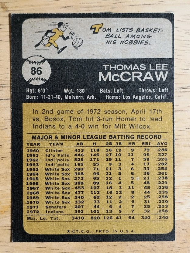 1973 Topps #86 Tom McCraw (EX)