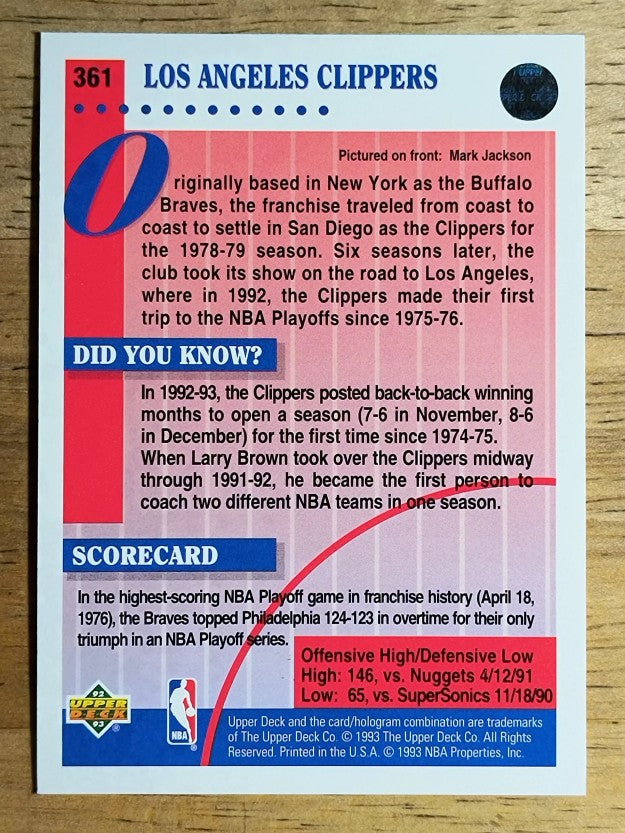 1992-93 Upper Deck #361 Mark Jackson TFC
