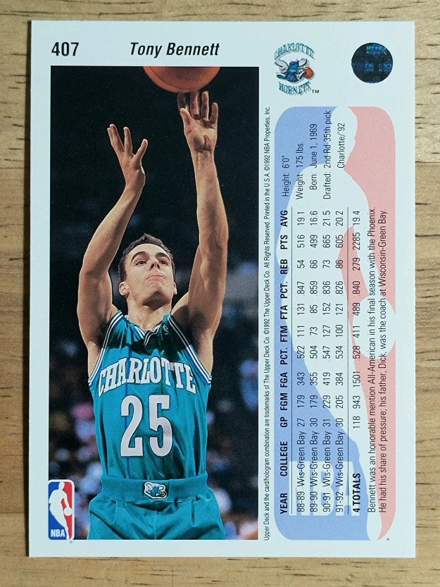 1992-93 Upper Deck #407 Tony Bennett RC