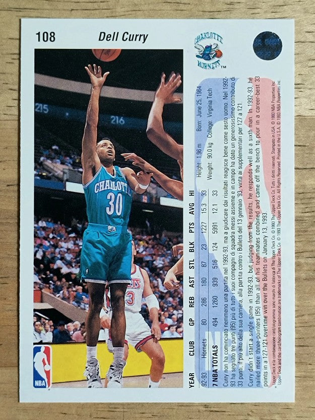 1992-93 Upper Deck International Italian #108 Dell Curry