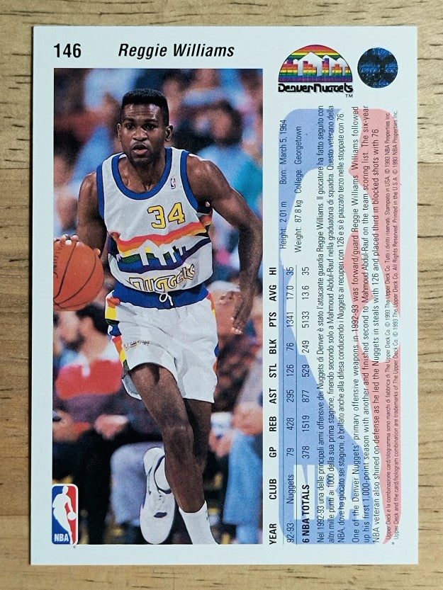 1992-93 Upper Deck International Italian #146 Reggie Williams