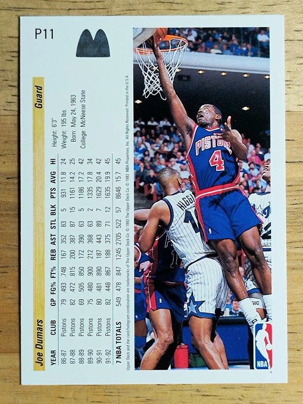 1992-93 Upper Deck McDonald's #P11 Joe Dumars