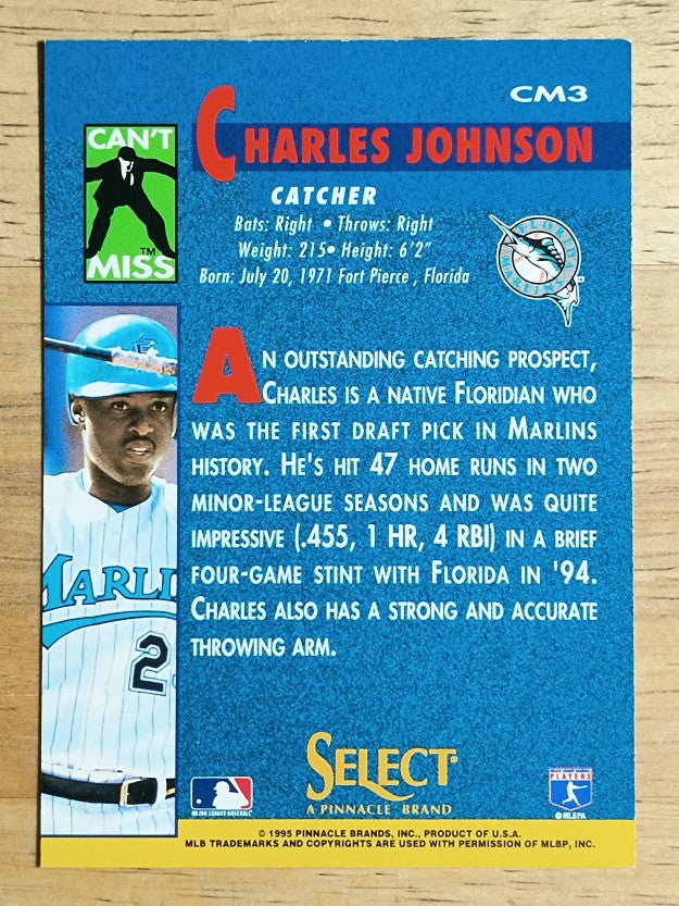 1995 Select Can't Miss #CM3 Charles Johnson