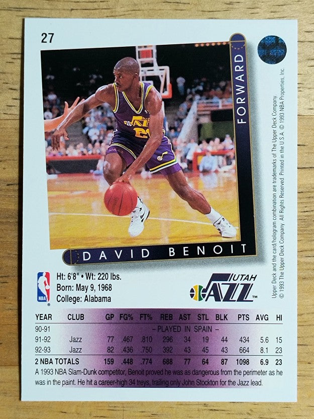 1993-94 Upper Deck #27 David Benoit