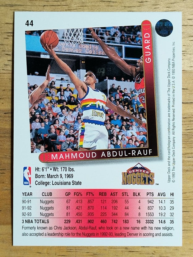 1993-94 Upper Deck #44 Mahmoud Abdul-Rauf
