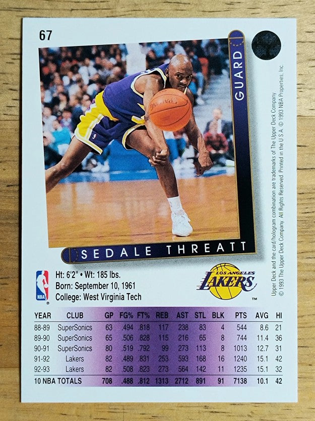 1993-94 Upper Deck #67 Sedale Threatt