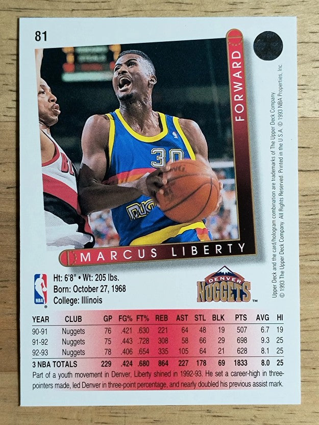 1993-94 Upper Deck #81 Marcus Liberty
