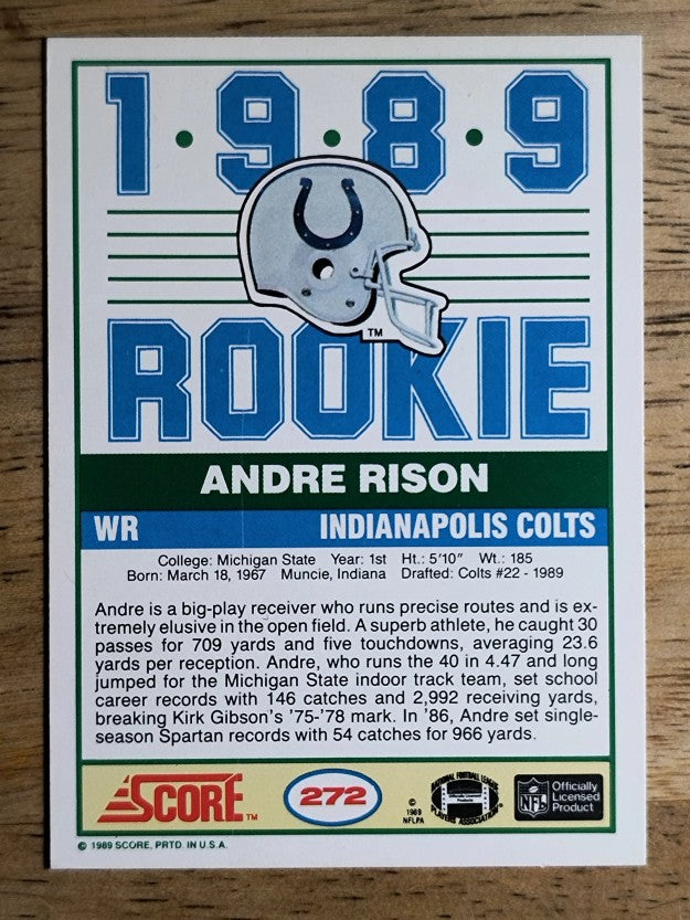 1989 Score #272 Andre Rison RC