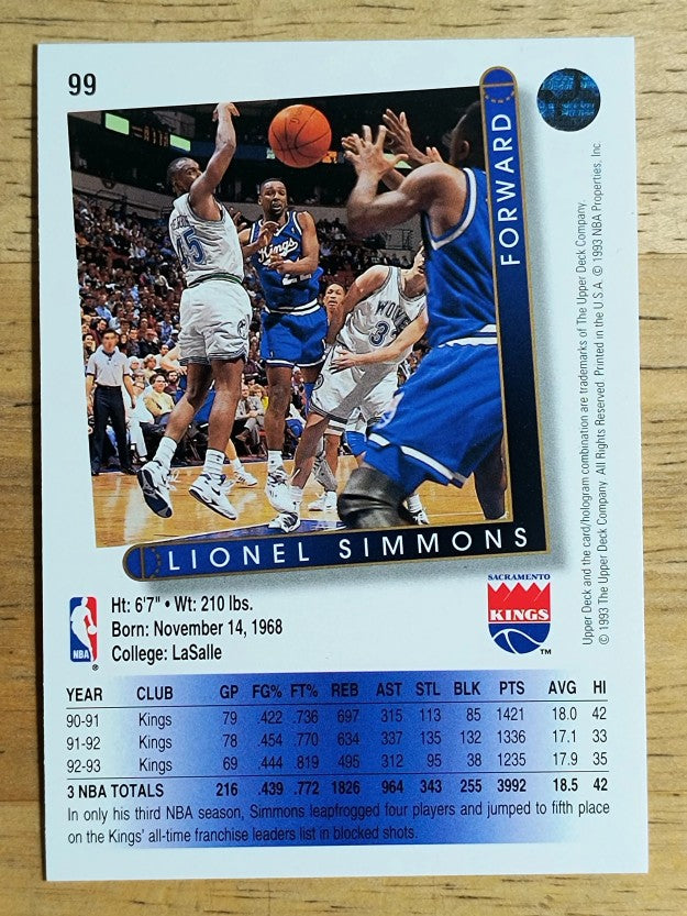 1993-94 Upper Deck #99 Lionel Simmons