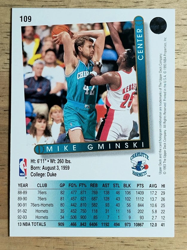 1993-94 Upper Deck #109 Mike Gminski