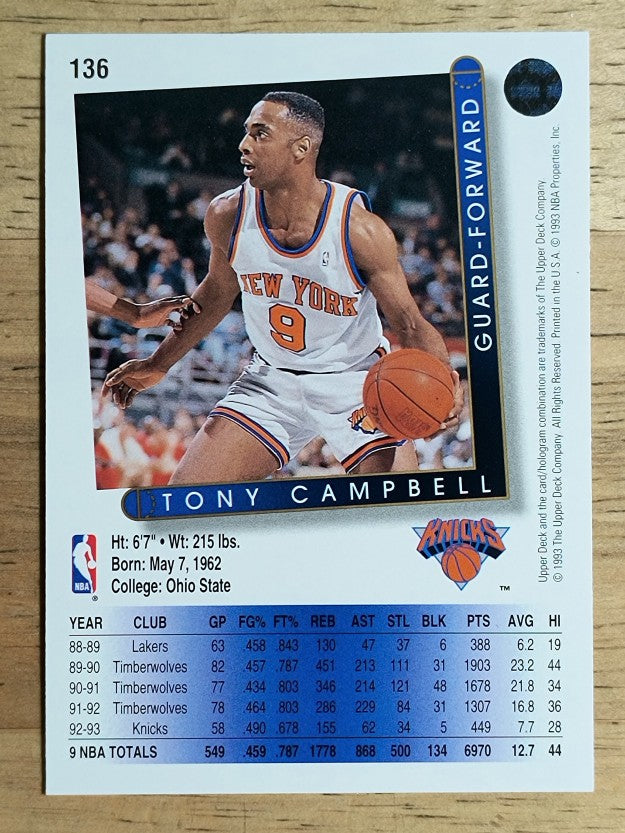 1993-94 Upper Deck #136 Tony Campbell