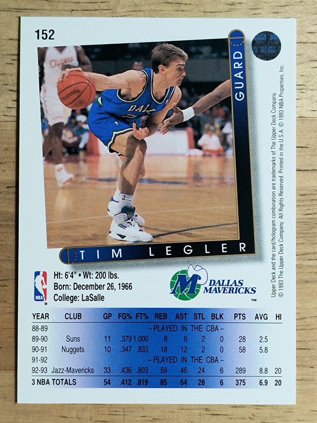 1993-94 Upper Deck #152 Tim Legler RC