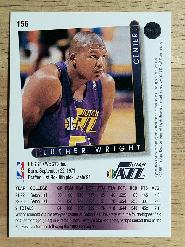 1993-94 Upper Deck #156 Luther Wright RC