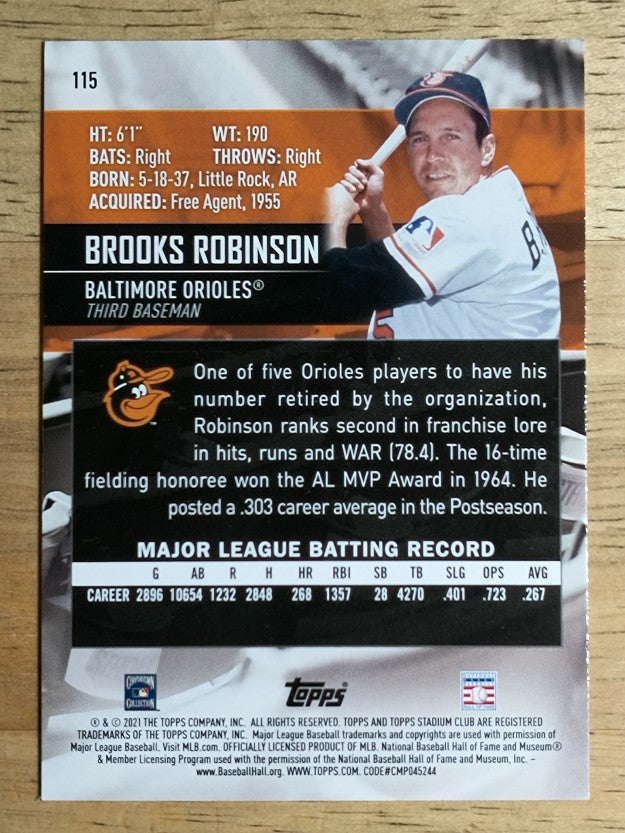 2021 Stadium Club #115 Brooks Robinson