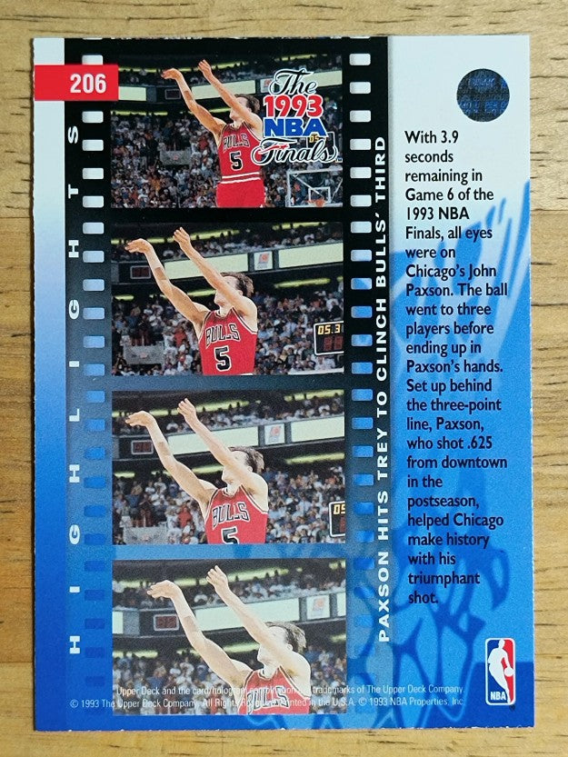 1993-94 Upper Deck #206 John Paxson FIN