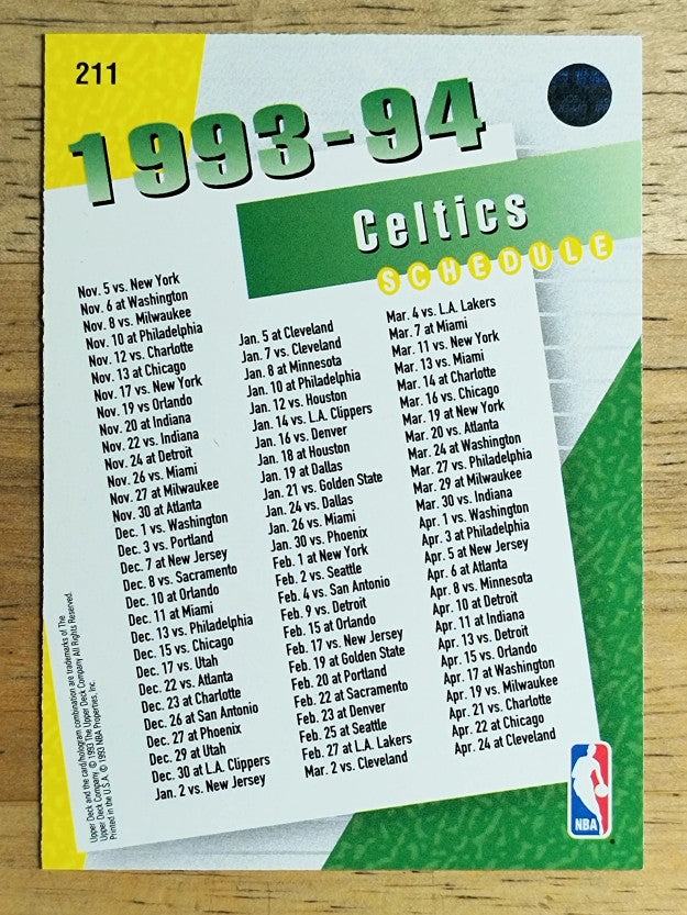 1993-94 Upper Deck #211 Boston Celtics Sked/Brian Shaw