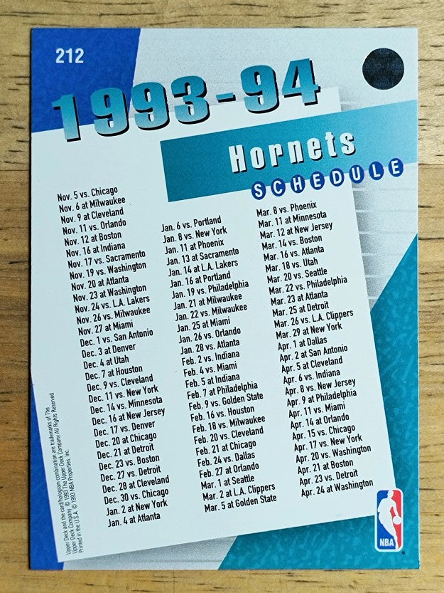 1993-94 Upper Deck #212 Charlotte Hornets SKED