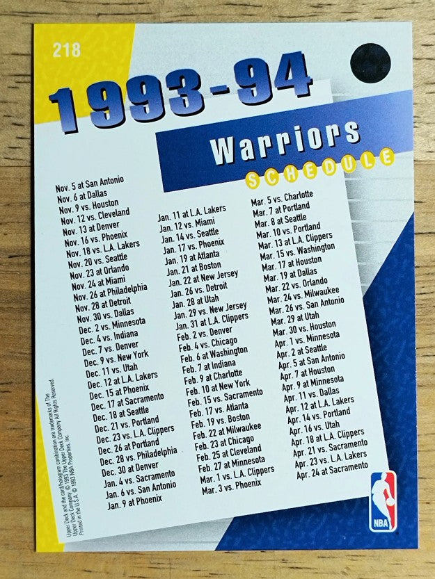 1993-94 Upper Deck #218 Golden State Warriors SKED
