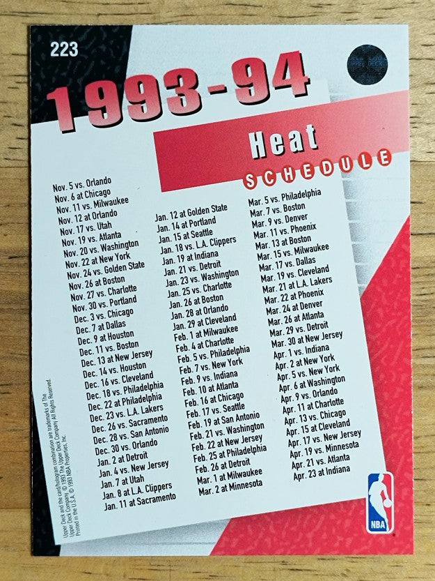 1993-94 Upper Deck #223 Miami Heat Sked/Steve Smith/Harold Miner/Rony Seikaly