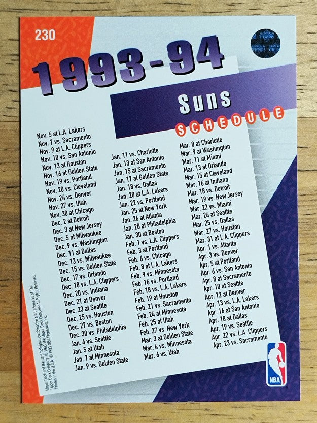 1993-94 Upper Deck #230 Phoenix Suns Sked/Charles Barkley (NM)