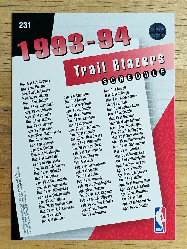 1993-94 Upper Deck #231 Trail Blazers/Buck Williams/Jerome Kersey/Terry Porter)