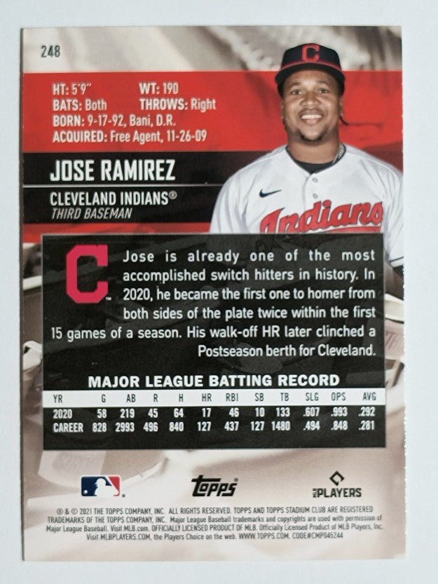 2021 Stadium Club #248 Jose Ramirez