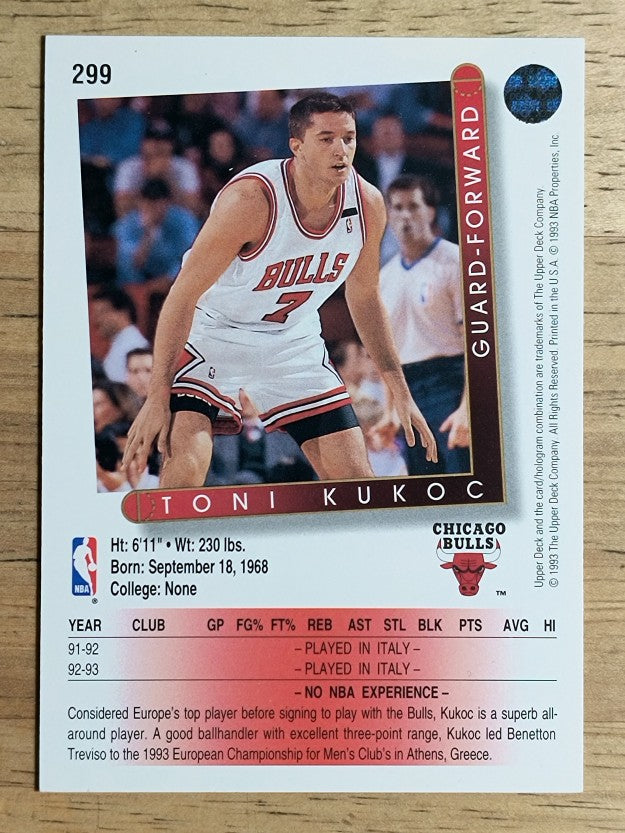 1993-94 Upper Deck #299 Toni Kukoc RC