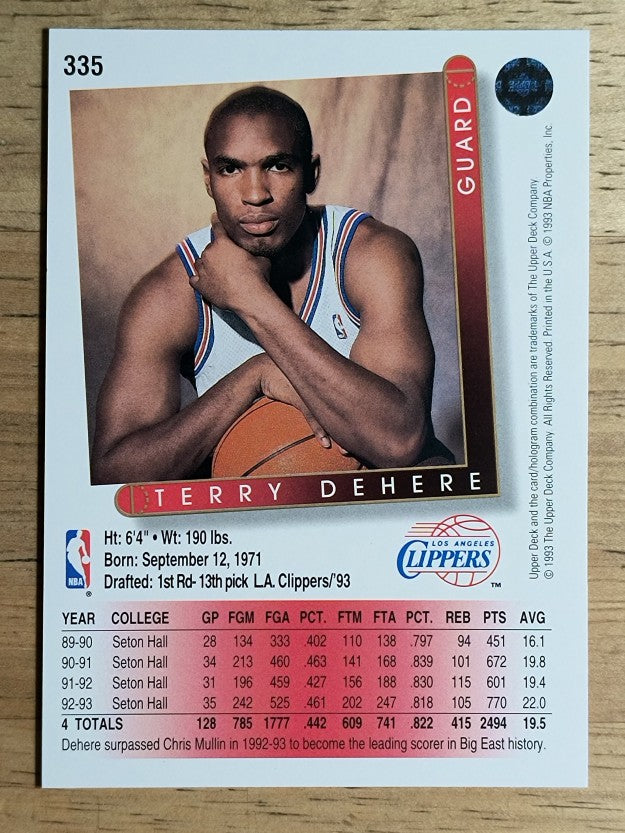 1993-94 Upper Deck #335 Terry Dehere RC