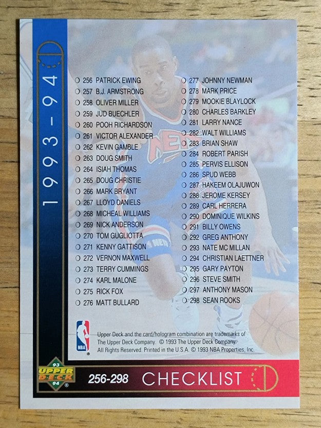 1993-94 Upper Deck #508 Checklist