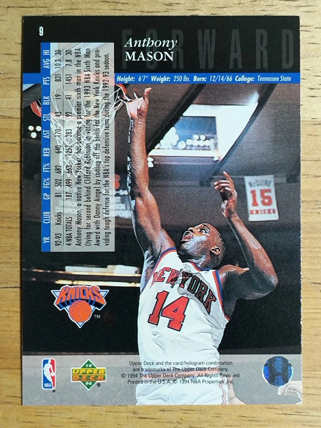 1993-94 Upper Deck SE #9 Anthony Mason