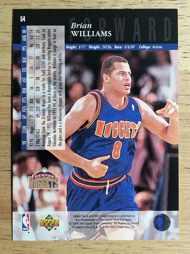 1993-94 Upper Deck SE #54 Brian Williams