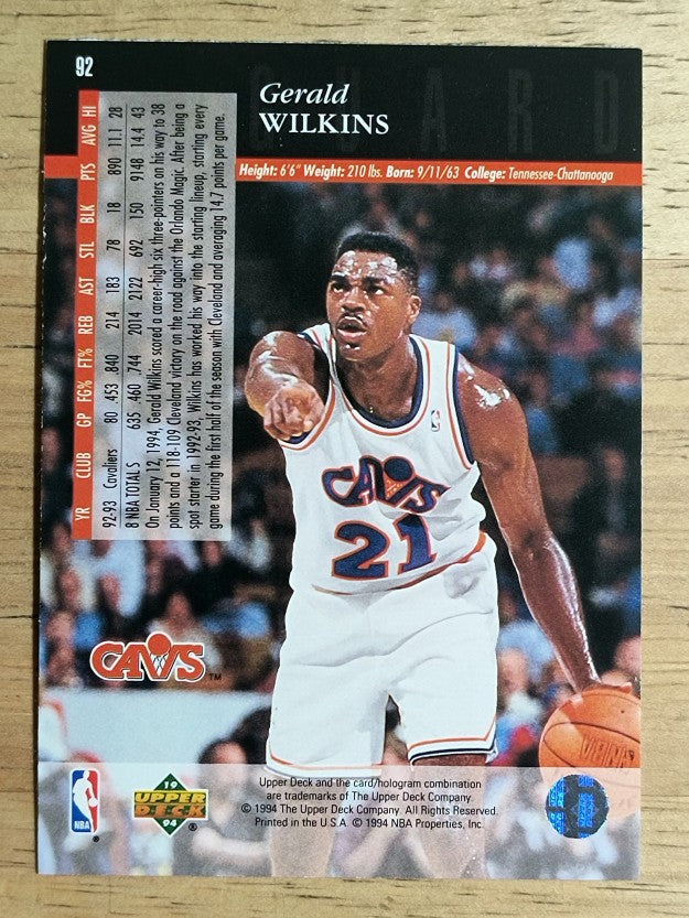 1993-94 Upper Deck SE #92 Gerald Wilkins