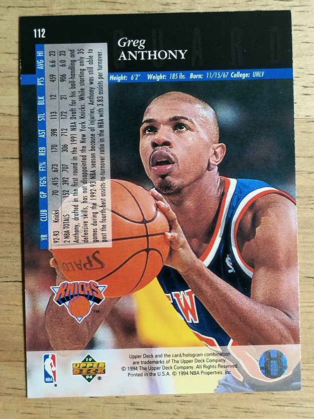 1993-94 Upper Deck SE #112 Greg Anthony