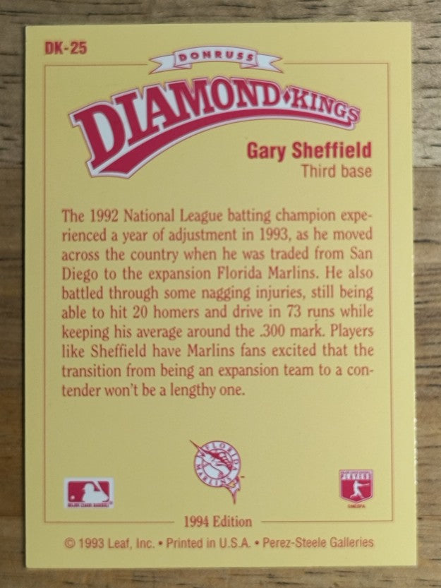 1994 Donruss Diamond Kings #DK25 Gary Sheffield