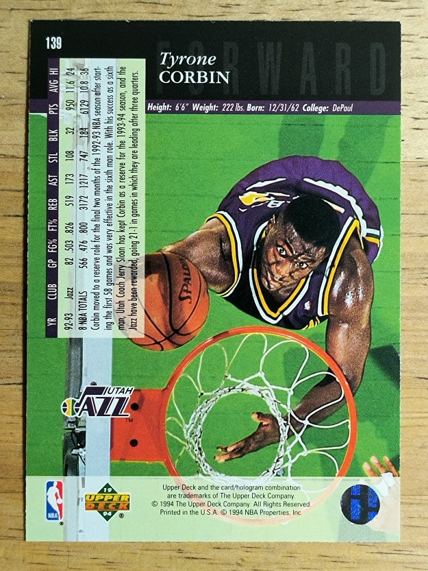 1993-94 Upper Deck SE #139 Tyrone Corbin