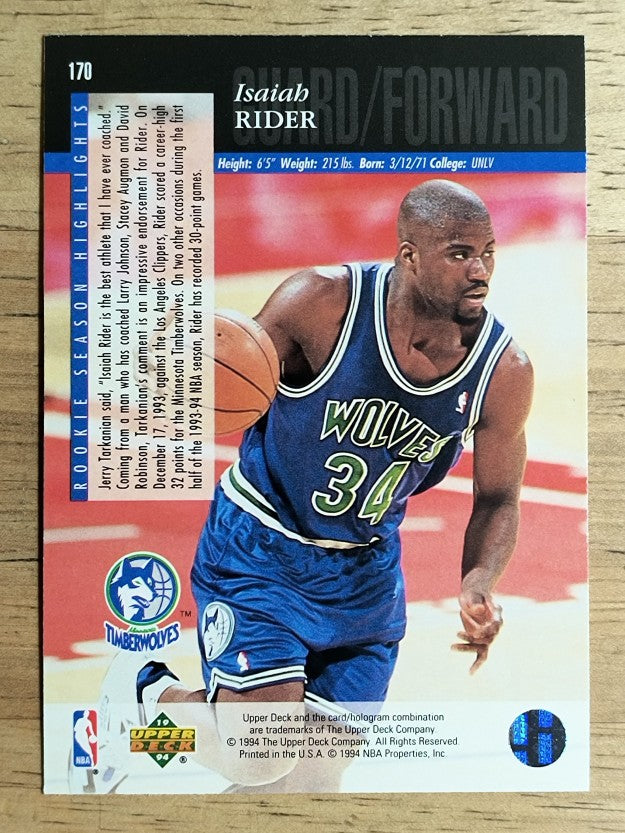 1993-94 Upper Deck SE #170 Isaiah Rider RC
