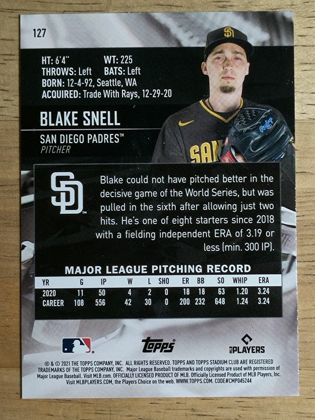 2021 Stadium Club #127 Blake Snell